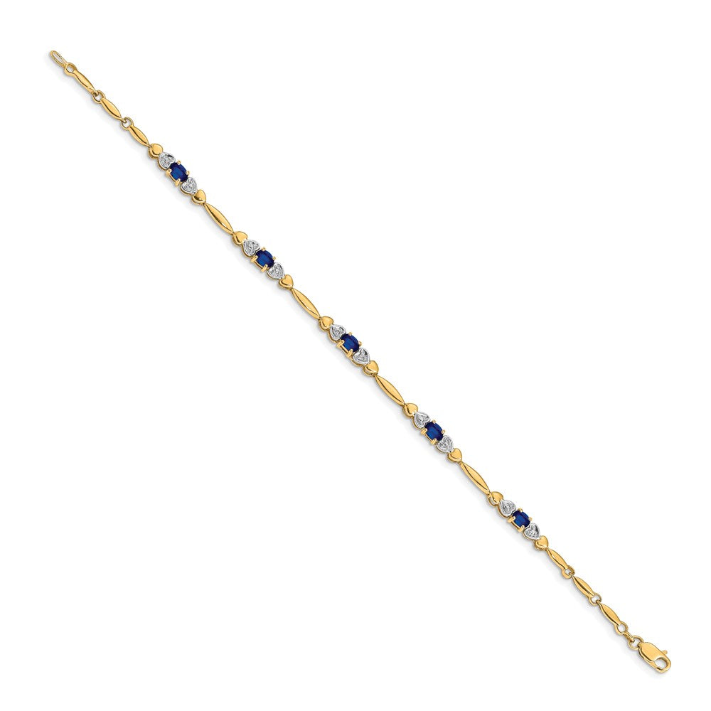 14k Yellow Gold Natural Diamond and Sapphire Bracelet