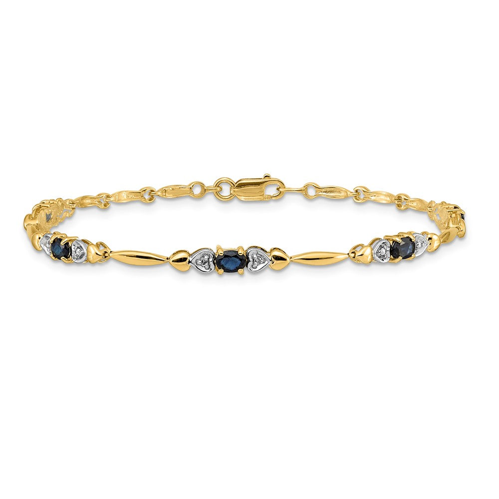 14k Yellow Gold Natural Diamond and Sapphire Bracelet