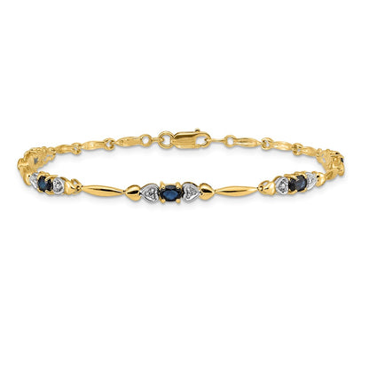 14k Yellow Gold Natural Diamond and Sapphire Bracelet