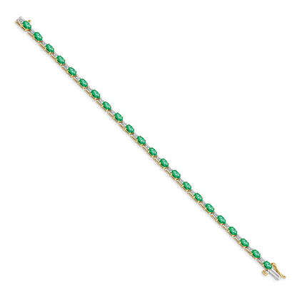 14k Yellow Gold Natural Diamond and Emerald Bracelet