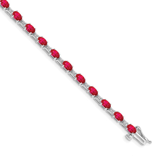 10K White Gold Diamond And Ruby Bracelet