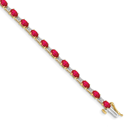 10K Yellow Gold Diamond And Ruby Bracelet