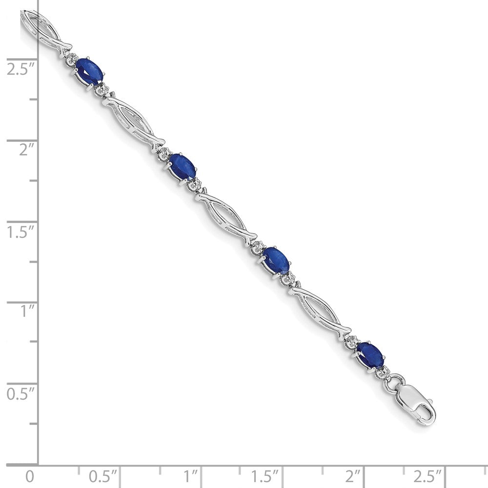 10K White Gold Diamond And Sapphire Bracelet