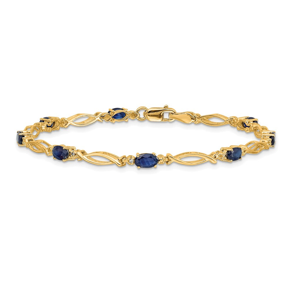 10K Yellow Gold Diamond And Sapphire Bracelet