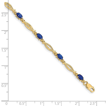 10K Yellow Gold Diamond And Sapphire Bracelet
