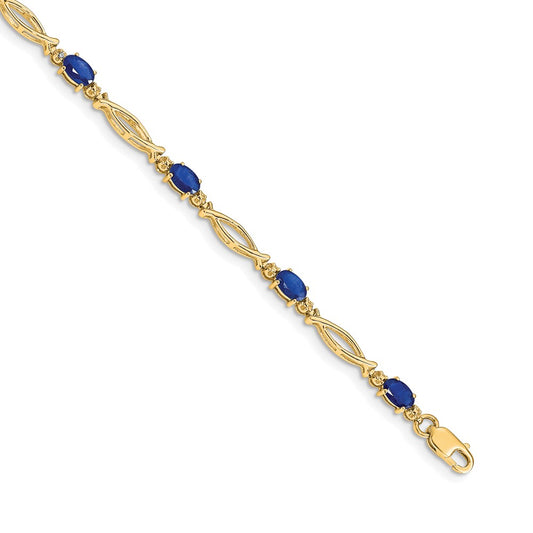 10K Yellow Gold Diamond And Sapphire Bracelet