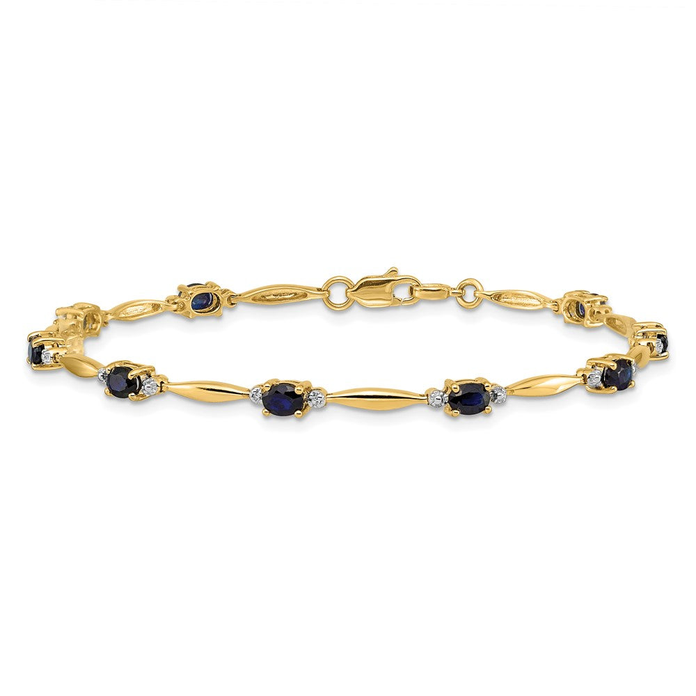 10K Yellow Gold Diamond And Oval Sapphire Bracelet