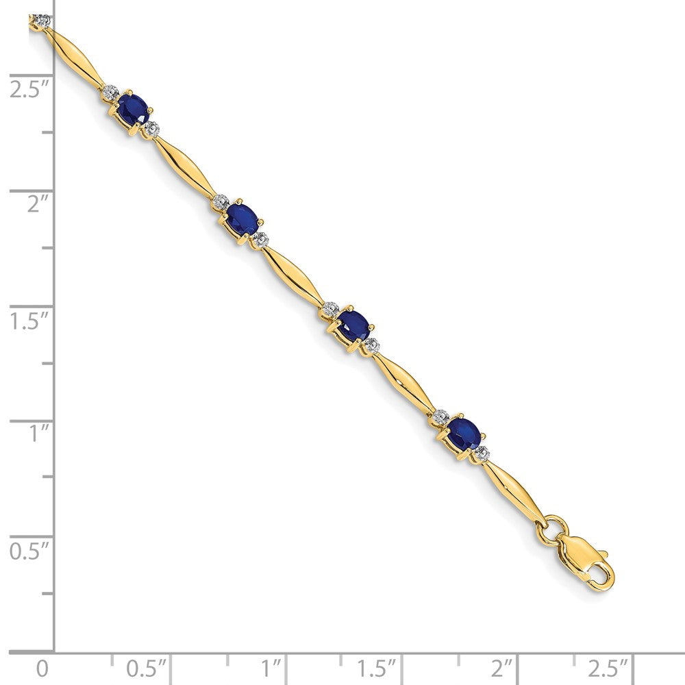 10K Yellow Gold Diamond And Oval Sapphire Bracelet