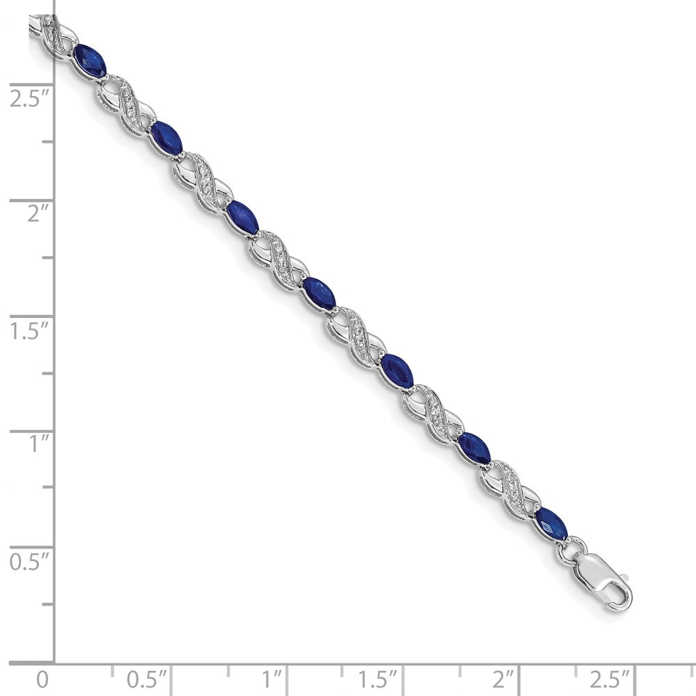 10K White Gold Diamond And Sapphire Infinity Bracelet