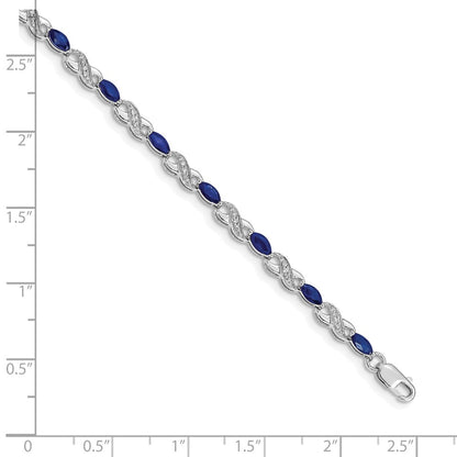 10K White Gold Diamond And Sapphire Infinity Bracelet