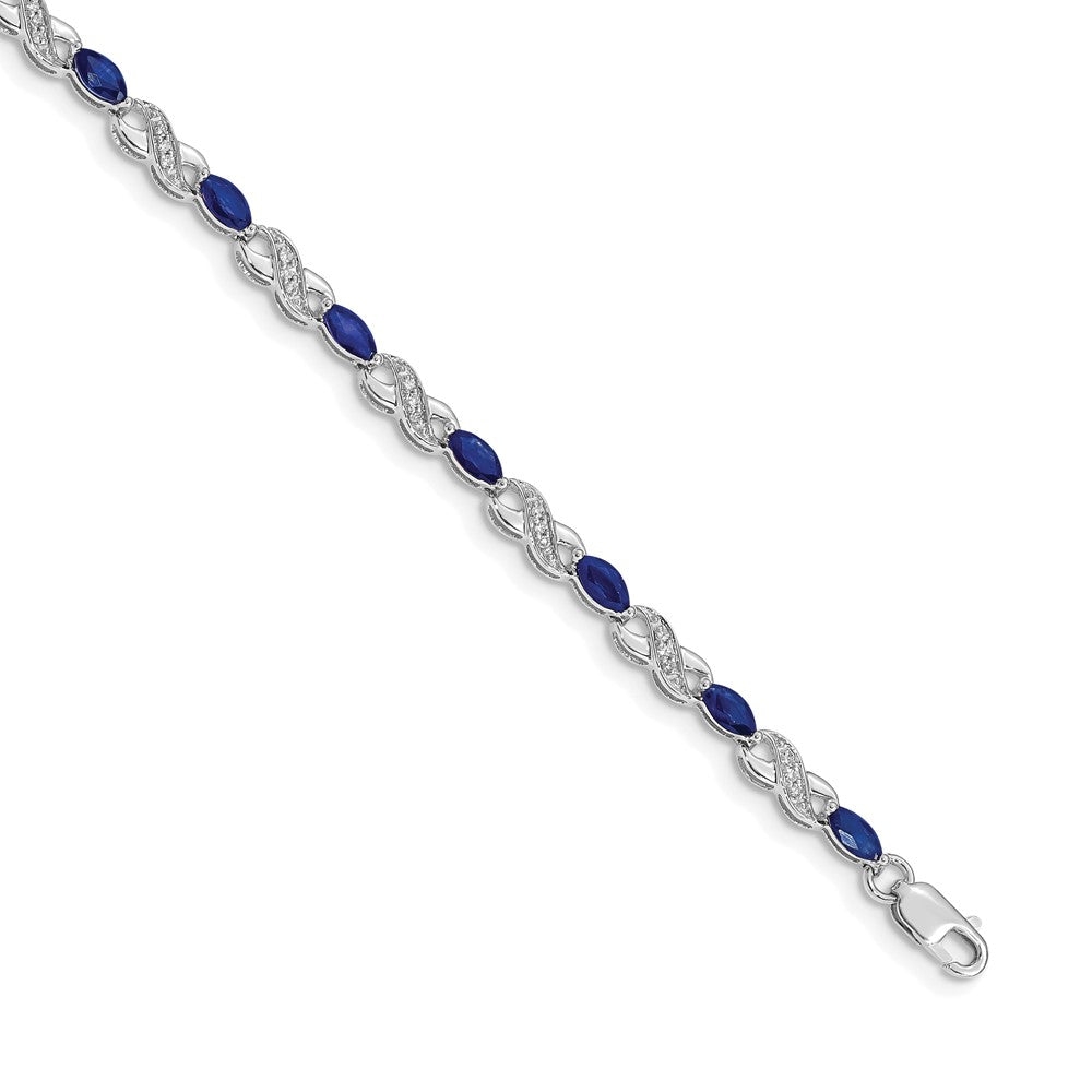 10K White Gold Diamond And Sapphire Infinity Bracelet
