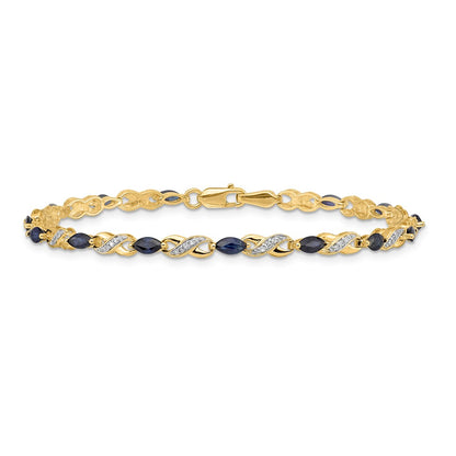 10K Yellow Gold Diamond And Sapphire Infinity Bracelet