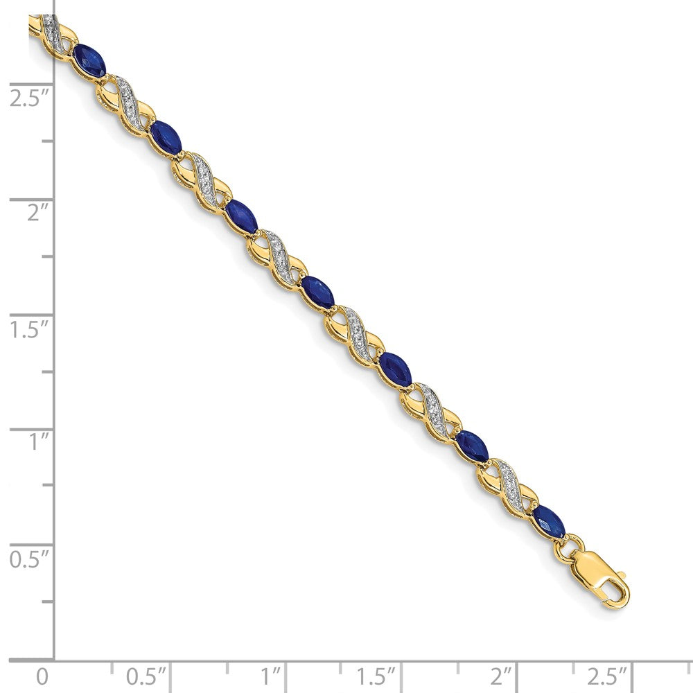 10K Yellow Gold Diamond And Sapphire Infinity Bracelet