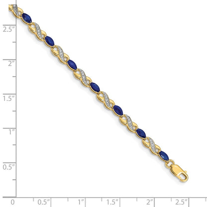 10K Yellow Gold Diamond And Sapphire Infinity Bracelet