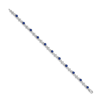 10K White Gold Diamond And Sapphire Bracelet