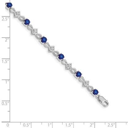 10K White Gold Diamond And Sapphire Bracelet