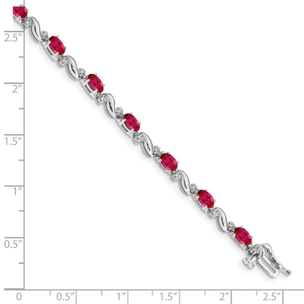 10K White Gold Diamond And Ruby Bracelet