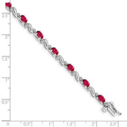 10K White Gold Diamond And Ruby Bracelet