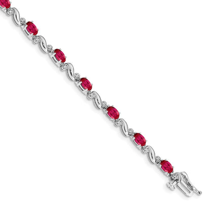 10K White Gold Diamond And Ruby Bracelet