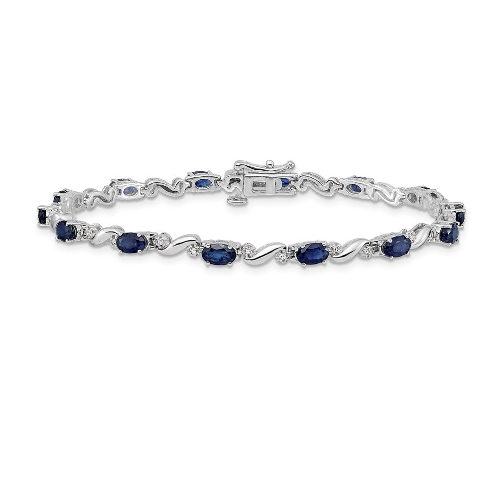10K White Gold Diamond And Sapphire Bracelet