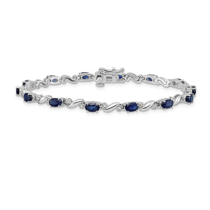 10K White Gold Diamond And Sapphire Bracelet