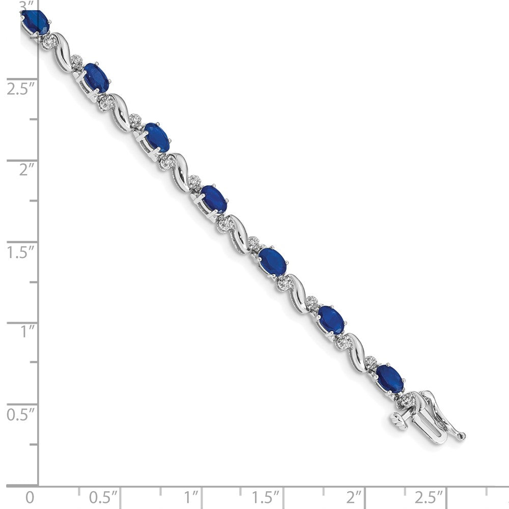 10K White Gold Diamond And Sapphire Bracelet