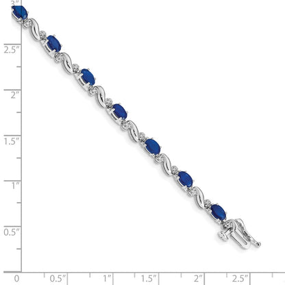 10K White Gold Diamond And Sapphire Bracelet