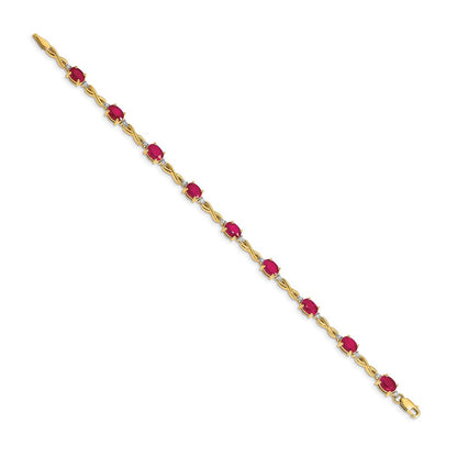 14k Yellow Gold Natural Diamond and Ruby Bracelet