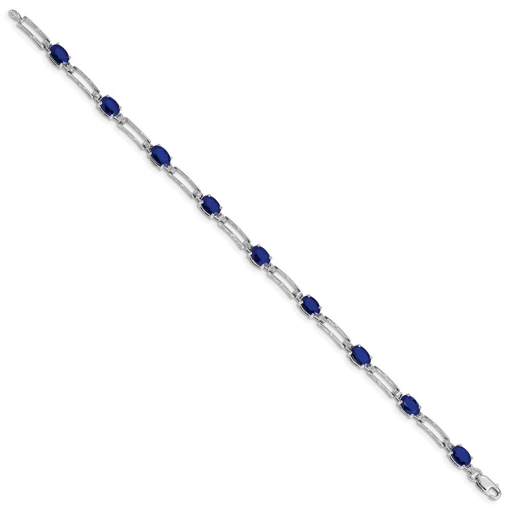 10K White Gold Diamond And Sapphire Bracelet