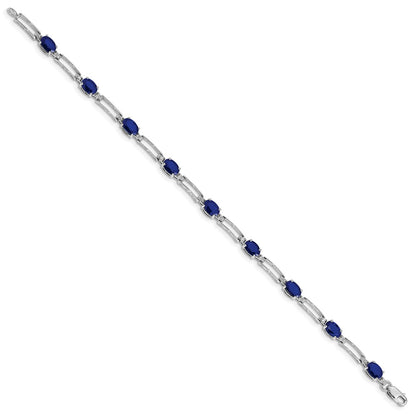 10K White Gold Diamond And Sapphire Bracelet