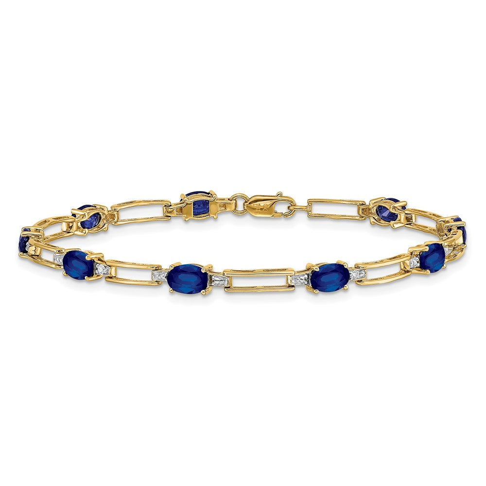 10K Yellow Gold Diamond And Sapphire Bracelet