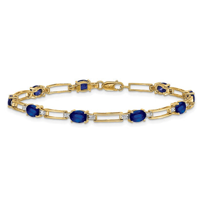 10K Yellow Gold Diamond And Sapphire Bracelet