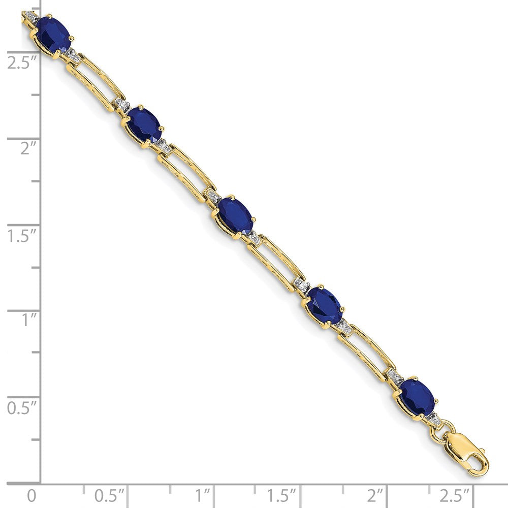 10K Yellow Gold Diamond And Sapphire Bracelet