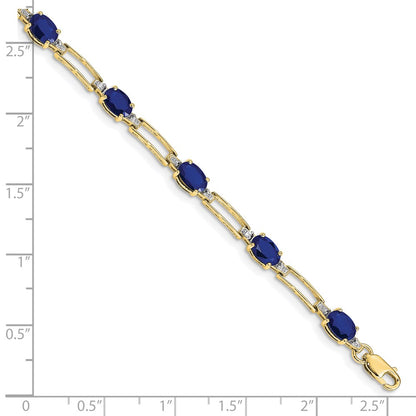 10K Yellow Gold Diamond And Sapphire Bracelet