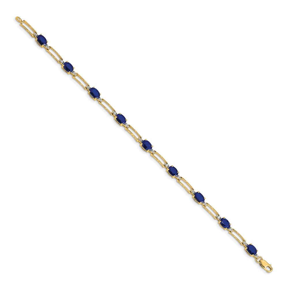 14k Yellow Gold Natural Diamond and Sapphire Bracelet