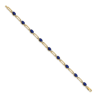 14k Yellow Gold Natural Diamond and Sapphire Bracelet