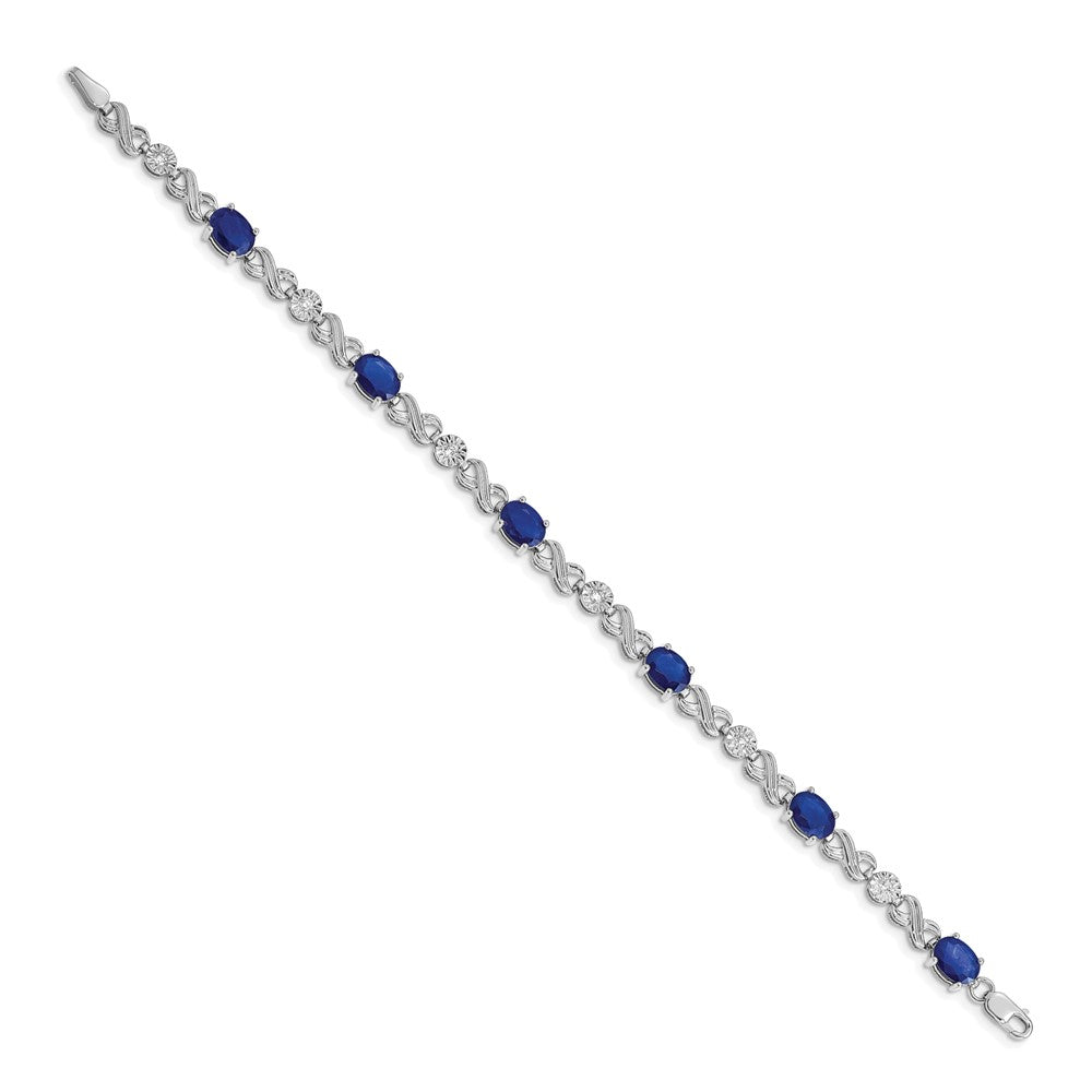 10K White Gold Diamond And Sapphire Infinity Bracelet