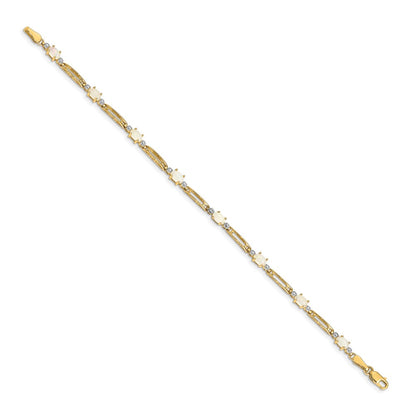 10K Yellow Gold Fancy Diamond And Opal Bracelet