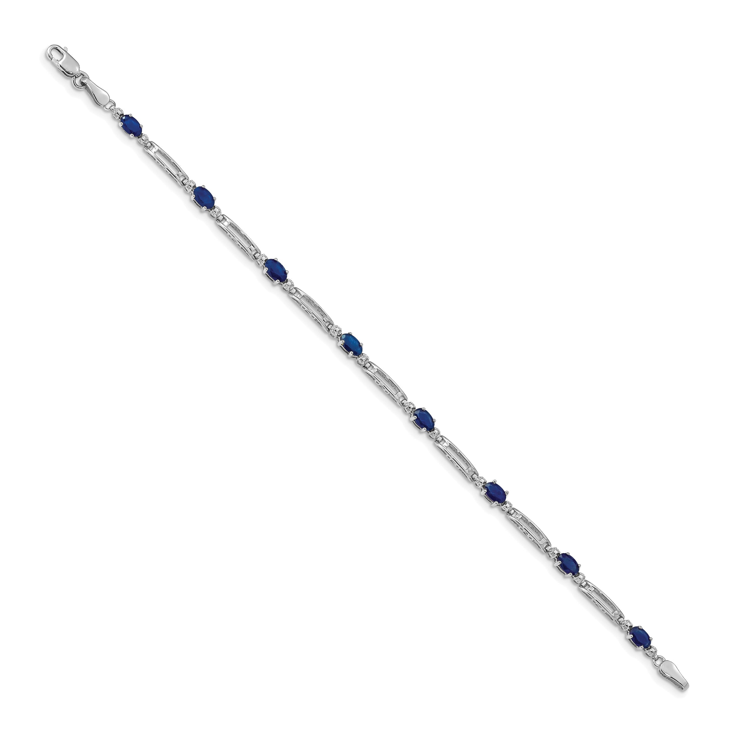 14K White Gold Completed Fancy Diamond/Sapphire Bracelet