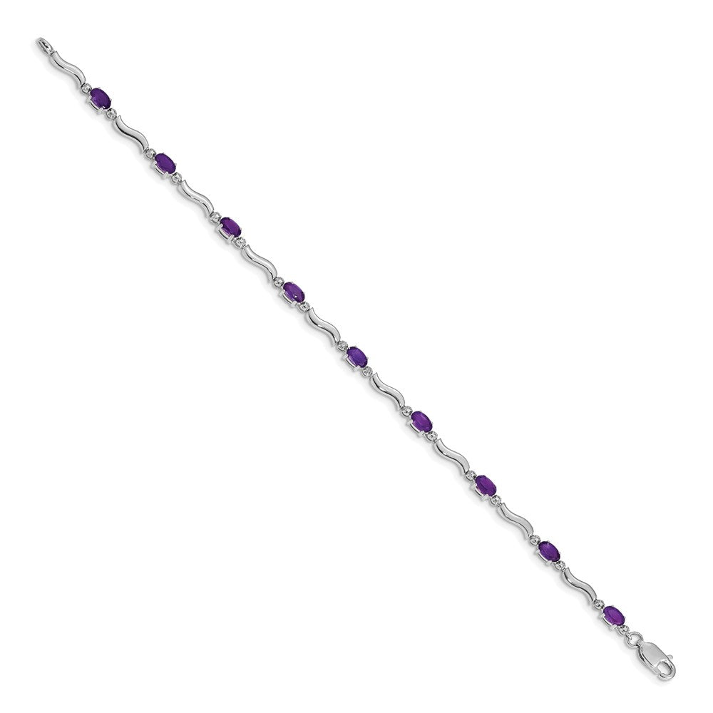 10K White Gold Diamond And Amethyst Bracelet