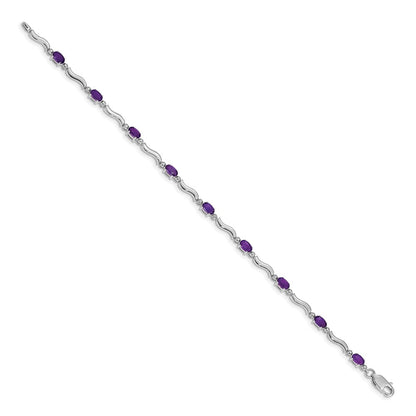 10K White Gold Diamond And Amethyst Bracelet