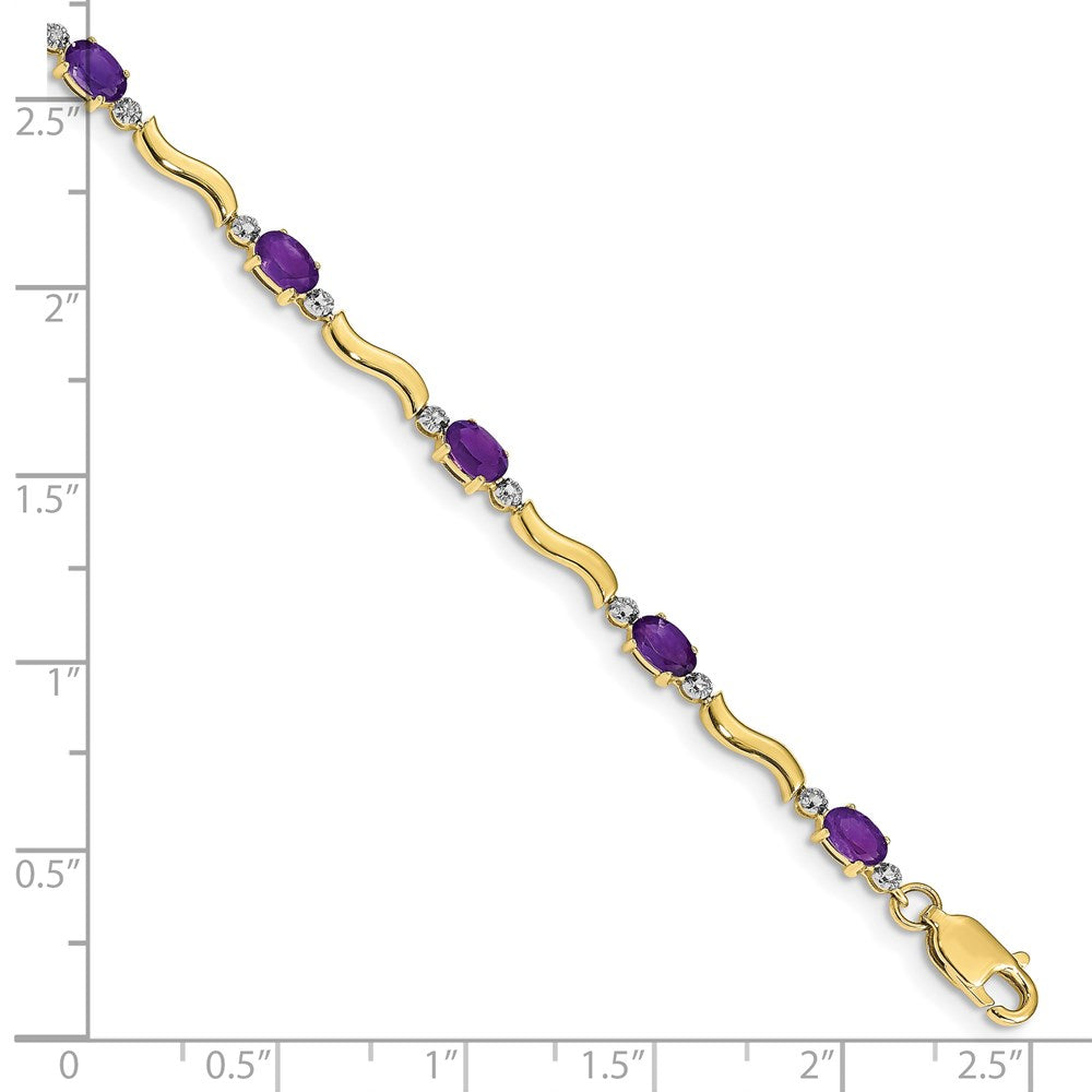 10K Yellow Gold Diamond And Amethyst Bracelet