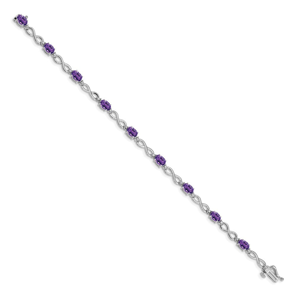 10K White Gold Amethyst And Diamond Infinity Bracelet