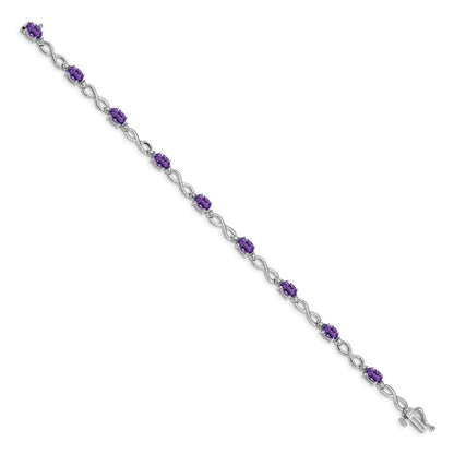 10K White Gold Amethyst And Diamond Infinity Bracelet