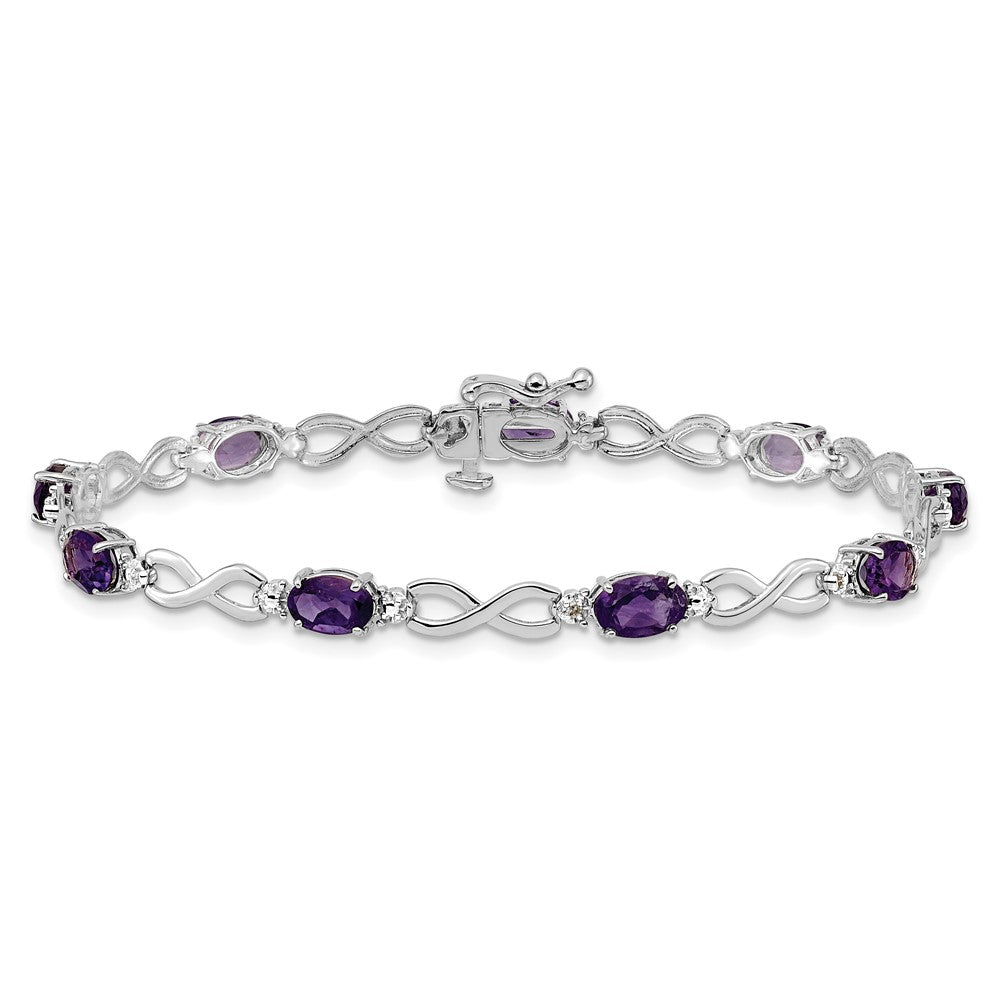 10K White Gold Amethyst And Diamond Infinity Bracelet