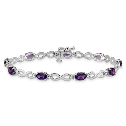 10K White Gold Amethyst And Diamond Infinity Bracelet