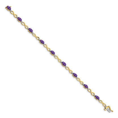 10K Yellow Gold Amethyst And Diamond Infinity Bracelet