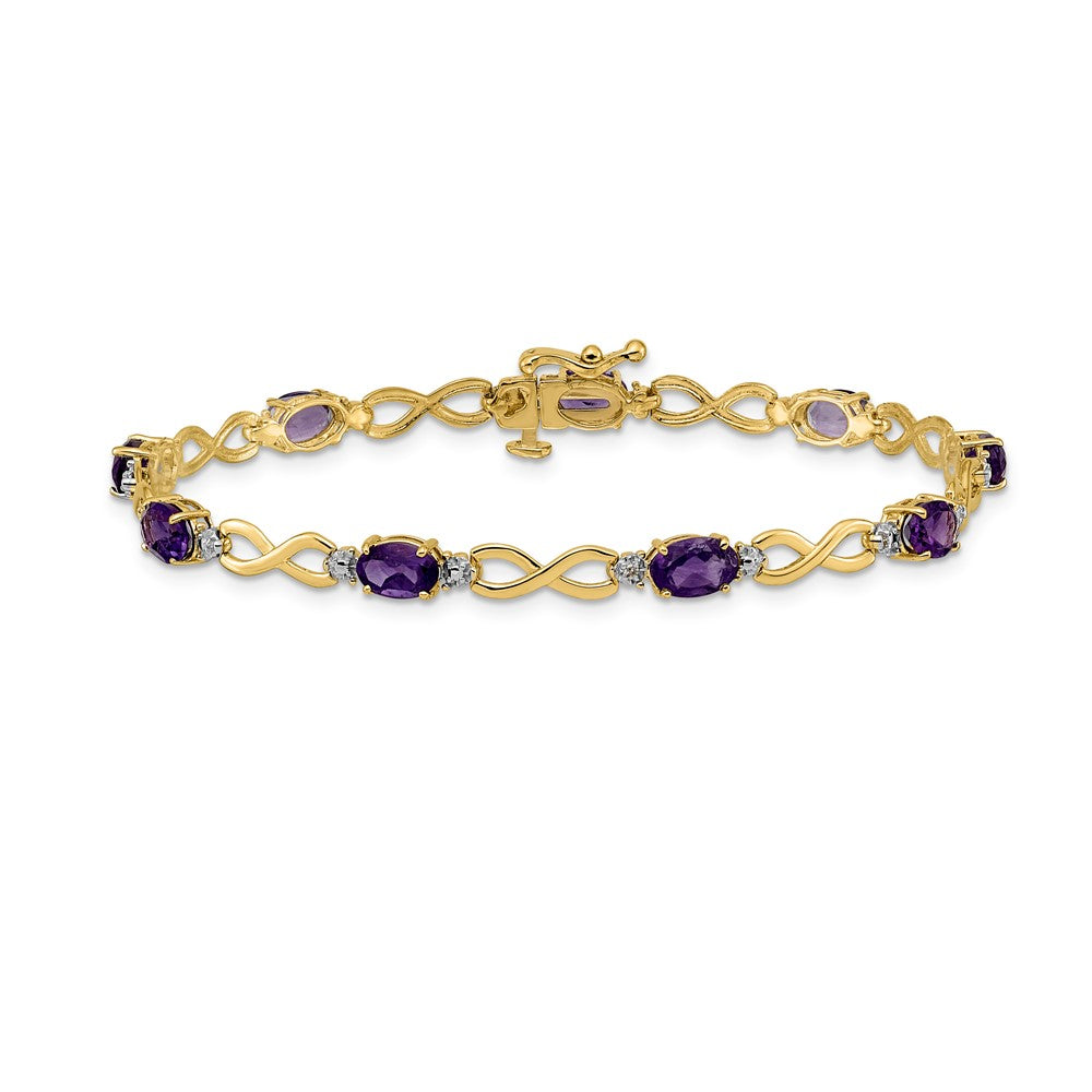 10K Yellow Gold Amethyst And Diamond Infinity Bracelet