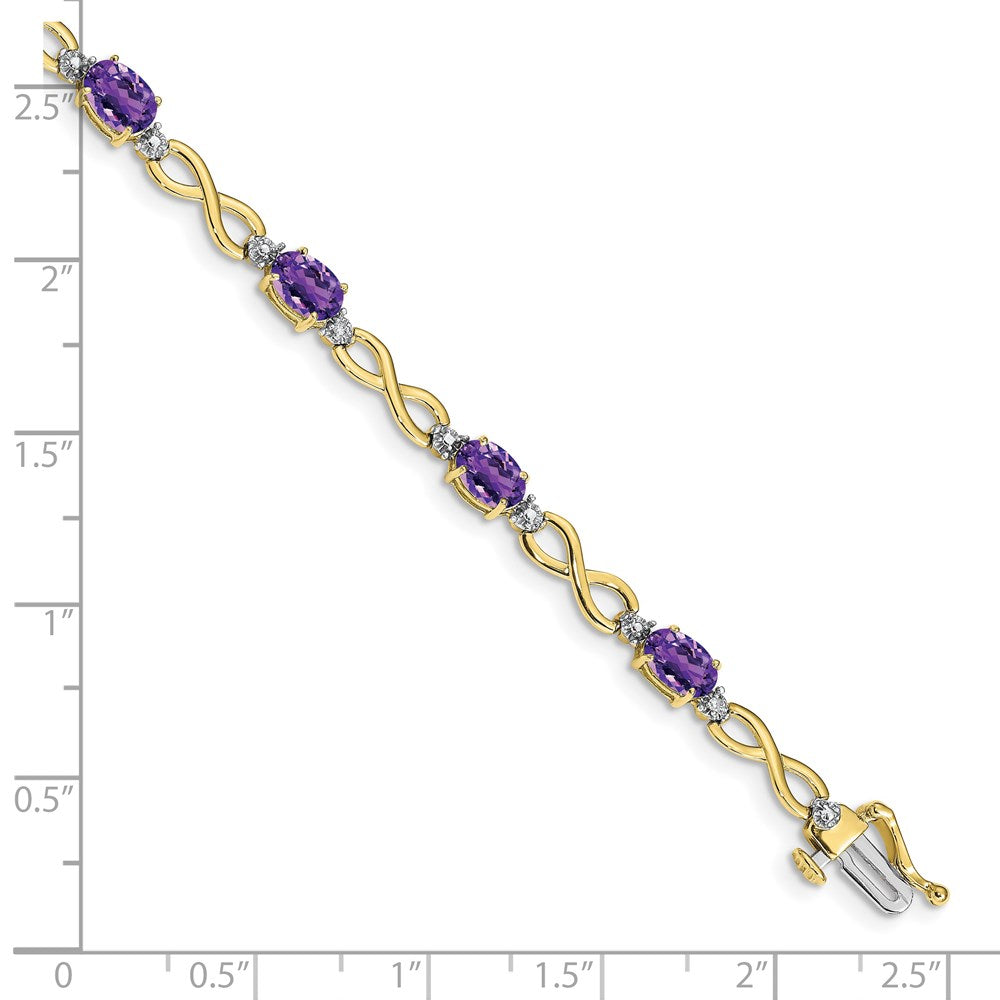 10K Yellow Gold Amethyst And Diamond Infinity Bracelet