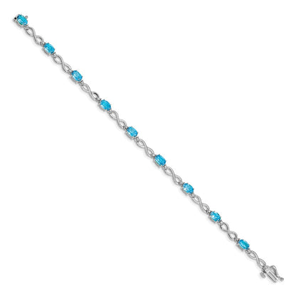 10K White Gold Blue Topaz And Diamond Infinity Bracelet
